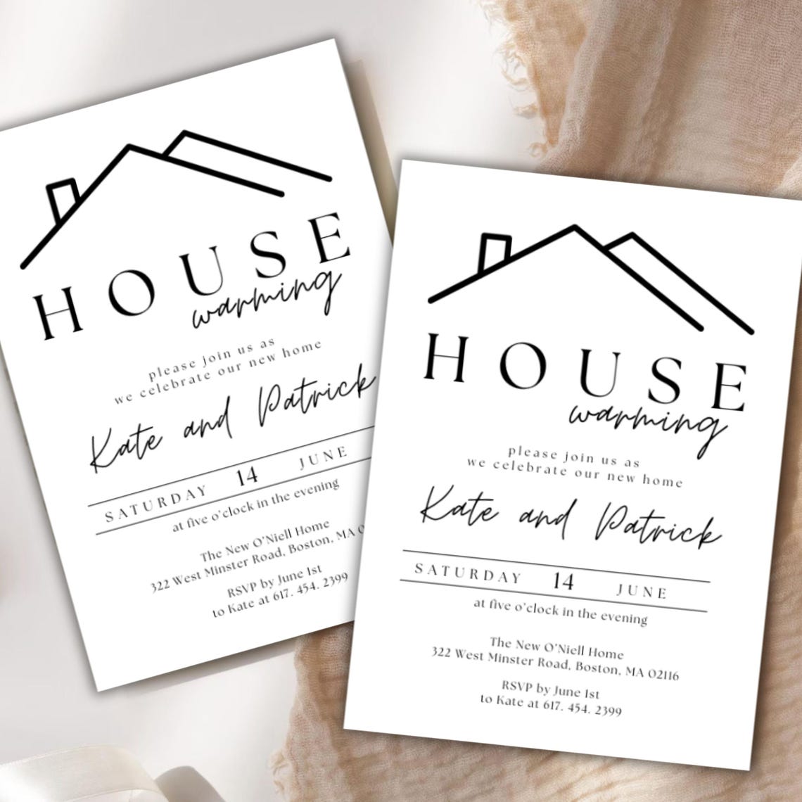 Minimalist Housewarming Invitation: Editable Black and White Canva ...