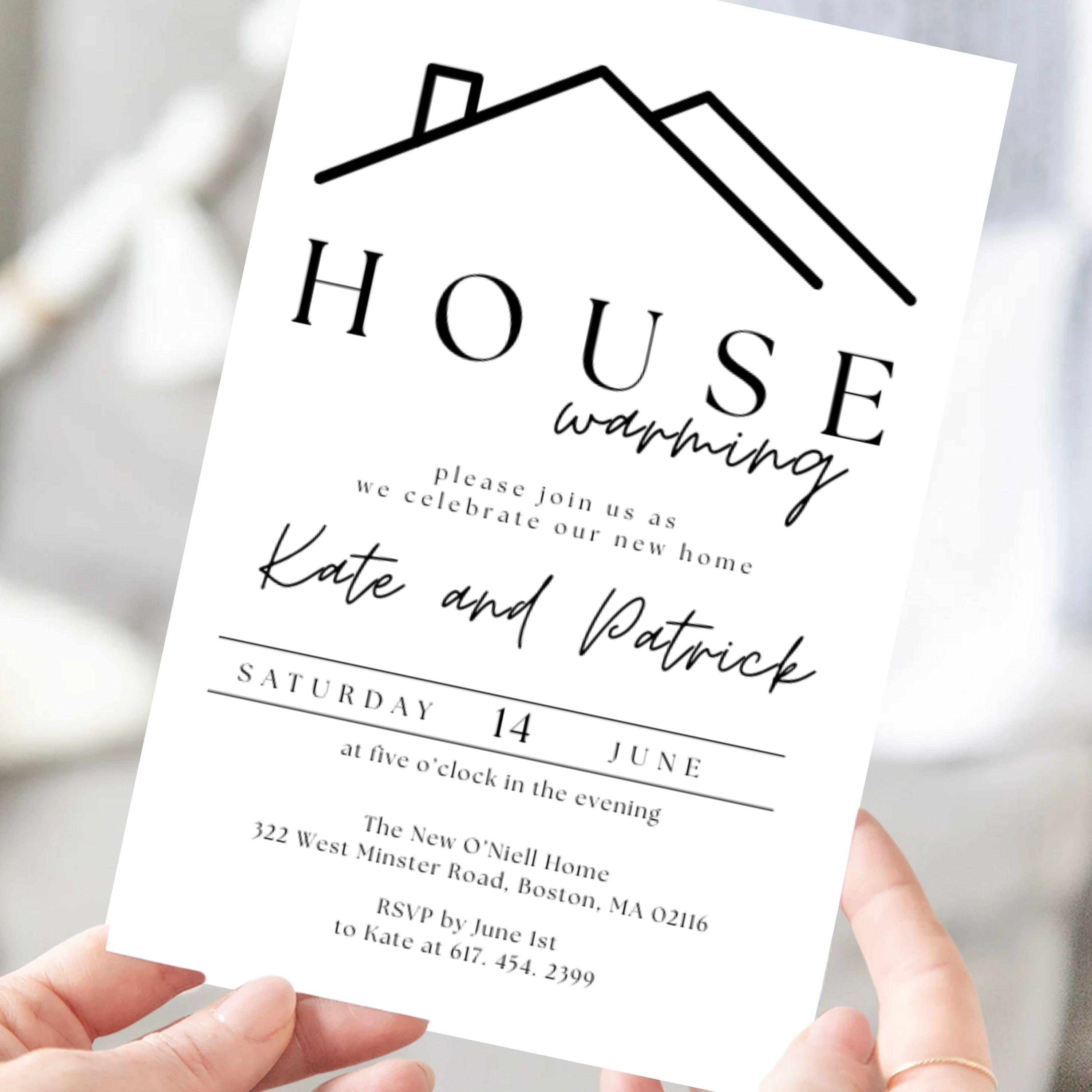 Minimalist Housewarming Invitation: Editable Black and White Canva ...