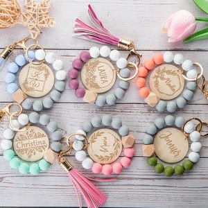 Silicone Beaded Bracelet Wristlet,Holiday Gift,Wristlet Keychain,Custom Bracelet Keychain,Personalized Gifts,Bracelet Wristlet,Gift For Her
