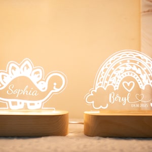 Personalized Acrylic Night Light for Kids,Custom Dinosaur Night Light, Birthday Gift for Girls or Boys, Handmade Bedroom Decor for Kids