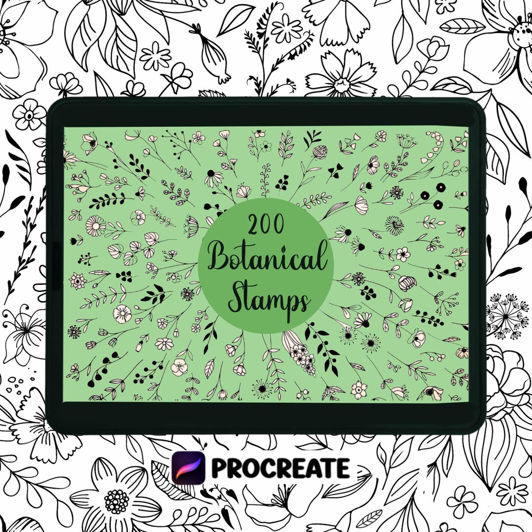 Procreate Botanical Stamp Brush Set | Floral & Leaf Procreate Stamp ...
