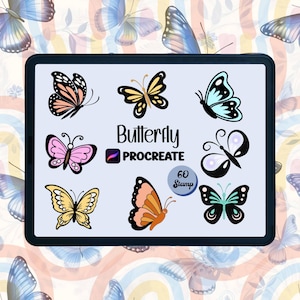 Procreate Butterfly Stamp Brush Set | Butterfly Procreate Stamps Brushes | Tattoo Stencil Brush Pack | Hand Drawn Butterfly Illustrations