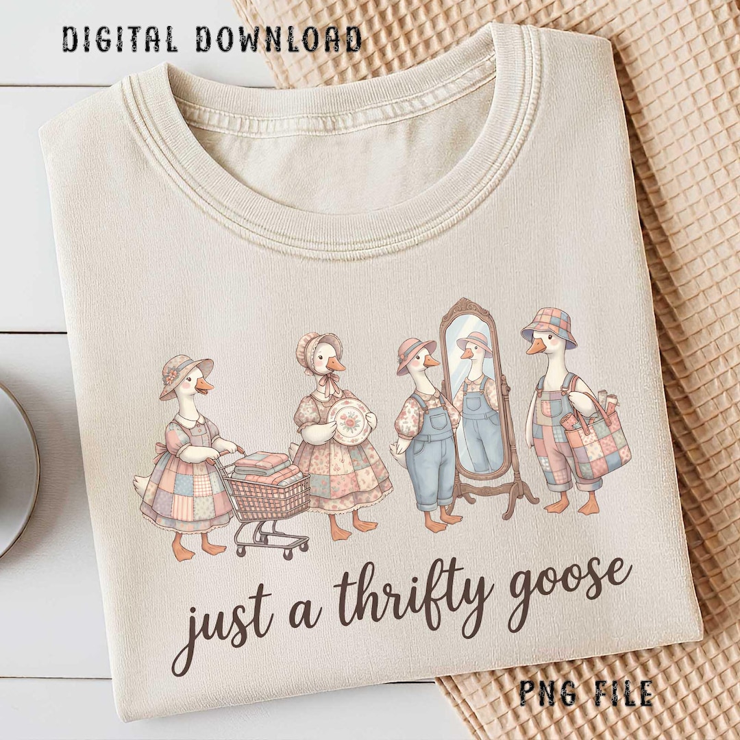 Vintage Thrifty Goose Cottagecore PNG, Grandma Goose Shirt Design ...