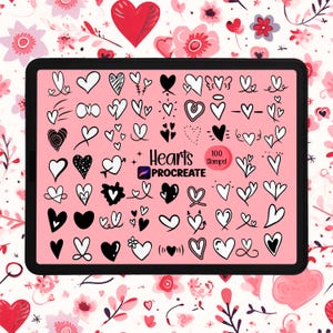 Procreate Heart Stamp Brush Set | Heart Procreate Stamps Brushes | Kawaii Heart Stamps | Doodle Heart | Scribble Heart | Kawaii Hand Drawn