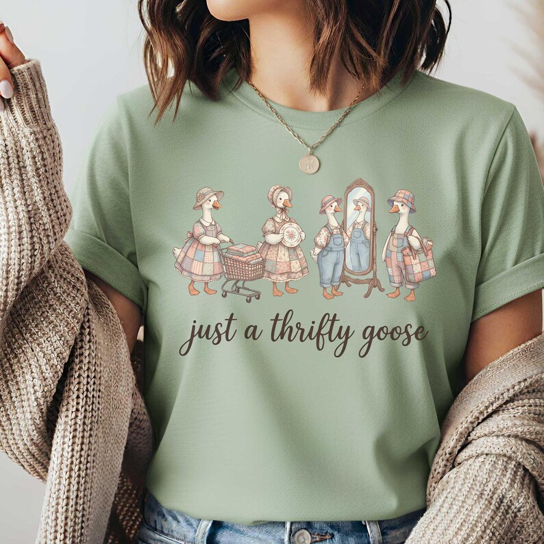 Vintage Thrifty Goose Cottagecore PNG, Grandma Goose Shirt Design ...