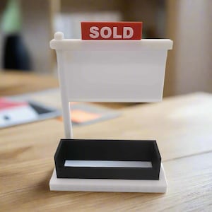 Mini 'te koop'-visitekaartjeshouder – perfect voor makelaars - makelaarscadeau