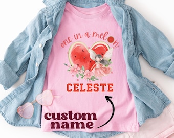 Custom Fairy Toddler Shirt, One in a Melon Watermelon Tee,Personalized Name Girl Shirt, Summer B-Day Toddler Outfit, Fairy-Melon Girl Gift