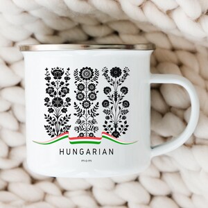 Hungarian Matyó Mug, National Hungarian Coffee Tea Cup, European Gift for Her, Mothers Day, Hungarian Flag Folk,Outdoor Coffee / Tea Cup,