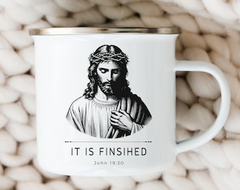 Jesus Enamel Camping Mug, Christian Outdoor Coffee Cup, Religious Jesus Tea Mug, Faith-Based Campfire Drinkware,Christian Gifts,Easter Mugs,