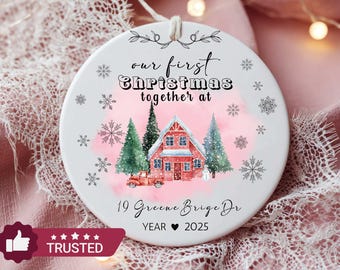 Customizable New Home Family Christmas Ornament,New Home Owner Bauble,Custom Giftful Family Tree Keepsake 2025,Ceramic-Ornaments