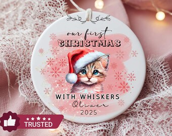 New Cat Personalized Christmas Ornament,Kitten Pet Keepsake,Pet Holiday Decoration Giftables,Customizable Cat Mom 2025 bauble,Pet Giftie
