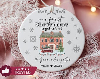 Personalized New Home Christmas Keepsake,First Holiday Ornament with Address & City-Custom Family Ornamnet Gift,Family New House Milestone