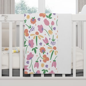 Floral Fleece Baby Blanket: Spring Flower Nursery Decor
