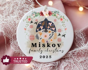 Slavic Birds-Custom Giftable Holiday Decor, Personalized Ceramic Christmas Keepsake,Eastern European Personalized 2025 Collectible Bubbles