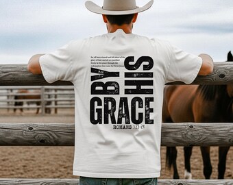 Christelijk T-shirt voor heren-Romeinen 3:23-24, ontwerp van de Schriften-man's bijbelvers korte mouw top, uniseks vaderdagcadeau top, op geloof gebaseerde kleding