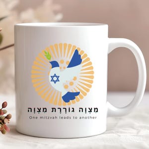 Jewish-Hebrew mitzvot coffee mug,Israel Gift,David Star Ceramic Cup,Perfect Gift for Friends, , Tea Lovers, Birthdays, Israeli Gift for Her