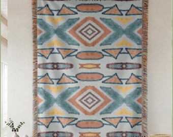 Boho Retro Woven Blanket,Vintage Woven Home Decor Native-Retro Couch-Bed Throw,Colorful Cozy Woven Accent Boho Cotton Sofa-Bedroom Blanket