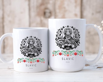 Slavic Mom Ceramic Coffee-Tea Mug,Slavic Folklore inspired Gifts ,Mother's Day Birthday Gifts For Slovakian Russian-Balkan-Ukrainian Mama