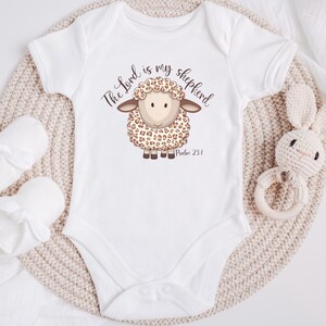 Cute Little Lamb Baby Bodysuit Psalm 23,Baby Shower Gift,Christian baby ,Clothing,Farm Animal First Birthday Gift,The LORD is my Shepherd,