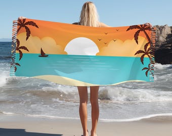 Hawaii Boho Beach Towel-Vibrant Summer Vibes,Outdoor Picnic-Pool Essentials,Tropical Travel Towel ,Fun Gift for Sunset-Poolside Beach Cloth
