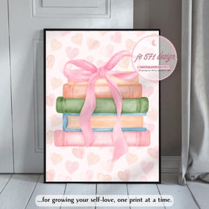 Impresión para amantes de los libros, pintura de una pila de libros, regalo para amantes de los libros, arte imprimible para ratones de biblioteca, arte mural moderno, impresión digital, arte para el rincón de lectura