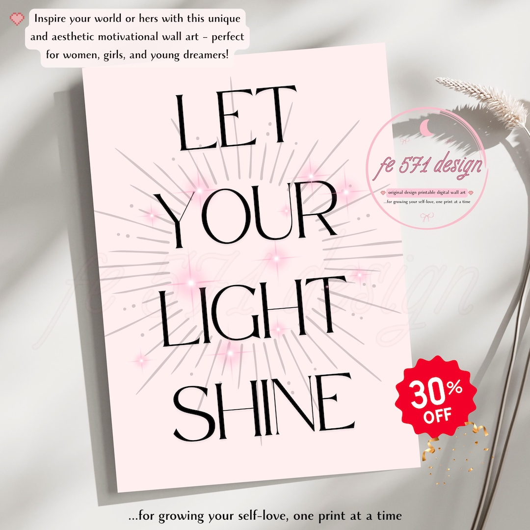 Let Your Light Shine Wall Art Inspirational Wall Art Self Growth Wall ...