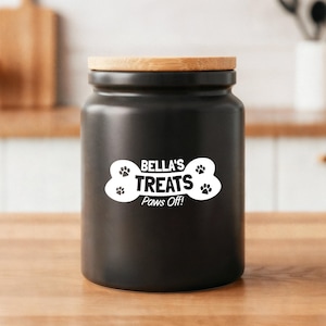 Personalised Dog Bone Treat Jar Sticker | Vinyl Decal | Any Name Label