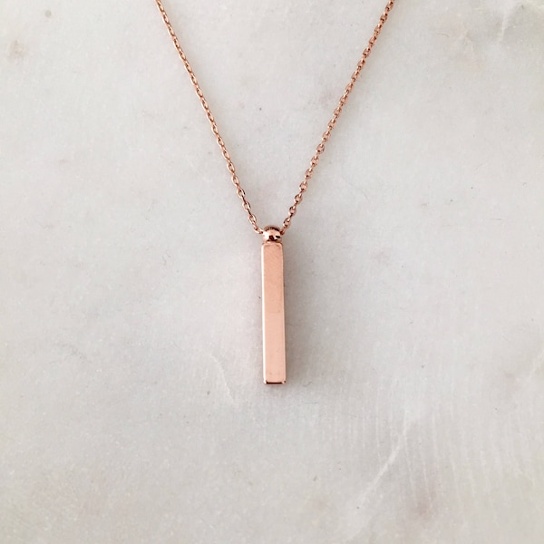 Vertical Rose Gold Pendant Etsy