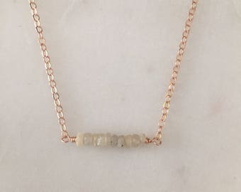 Rose Gold Sapphire necklace - Handmade