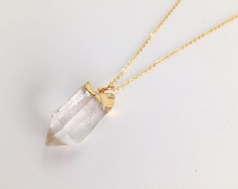 Raw Quartz Necklace, Quartz Necklace, Crystal Necklace