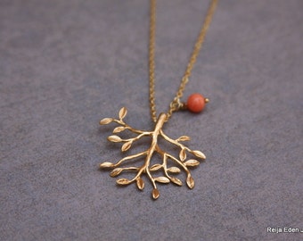 Tree of Life Necklace, Gold, Simple, Every Day Jewelry