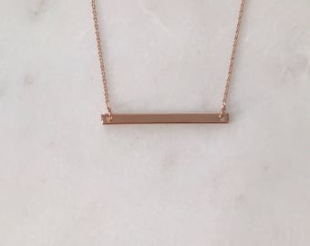 Rose Gold Bar Necklace - Thin Bar Necklace - Handmade