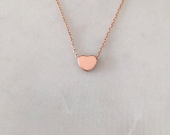 Rose Gold Heart Necklace - Minimalist Necklace - Tiny Heart Necklace