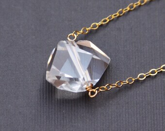 Herkimer Diamond Necklace - Handmade - Make To Order- 14K gold filled - Sterling Silver