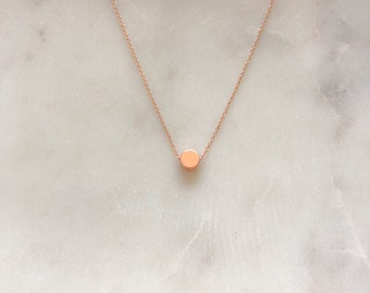 Rose Gold Dot Necklace - Minimalist Rose Gold Necklace - Modern Rose Gold Necklace