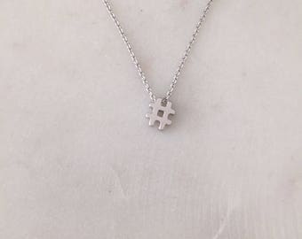 Hashtag Silver Necklace - Handmade - Minimalist Necklace
