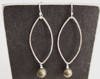 Pyrite Silver Earrings - Handmade - Everyday Jewelry - Sterling Silver Gemstone Earrings