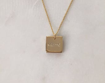 Gold Karma Necklace - Hand stamped - Karma Pendant