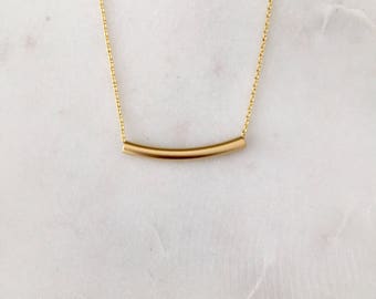 Gold Tube Necklace - Modern Gold Necklace - Minimalist Gold Necklace