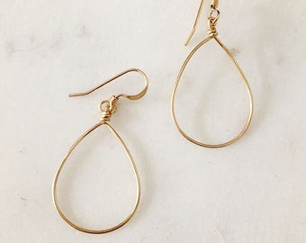 Simple Gold Teardrop Earrings - Handmade - 14K Gold Filled