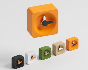 The Aeternum Clock - Unique Table Shelf Decor. Retro Aesthetic Room. Mid Century Modern Desk Accessory. Minimalist Square Clock. Japandi