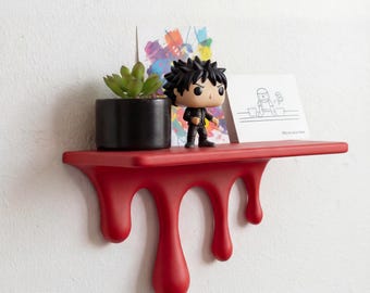 Dripping Wall Shelf, Melting Floating Shelf, 3D Printed Modern Home Decor, Unique Pop Art Wall, Minimalist Display for Figures / Succulents