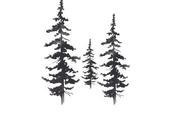 Camiseta minimalista para amantes de la naturaleza: unisex, con logotipo de árbol, silueta de pino y gráfico de bosque de abetos. Regalo para aventureros al aire libre.