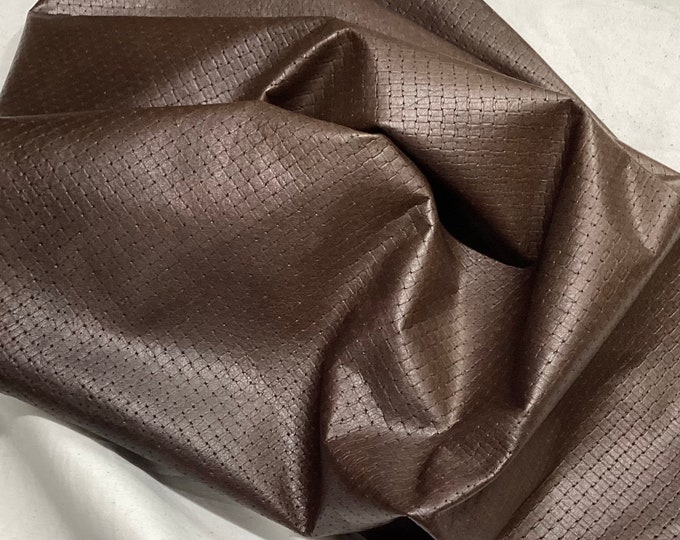 Chicolate Brown Embossed Basketweave Leather Lambskin.  OSM20768