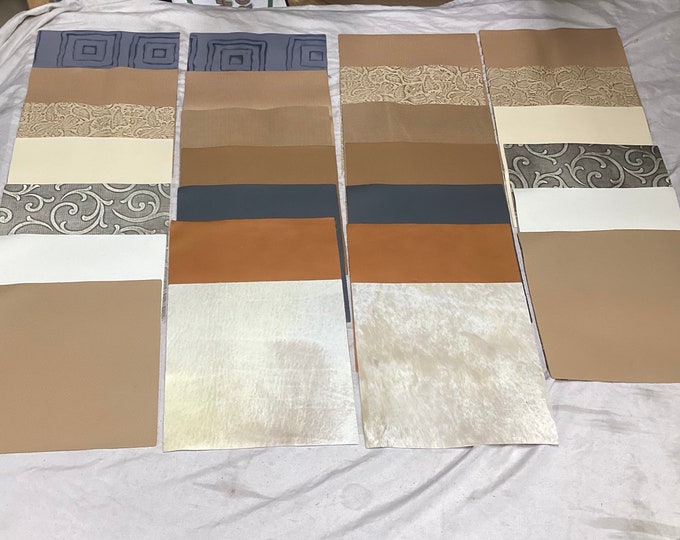 27 Pieces Of 9x9 Inch Leather Cowhide Swatches. Leather Pieces.  Cowhude.  MAR01