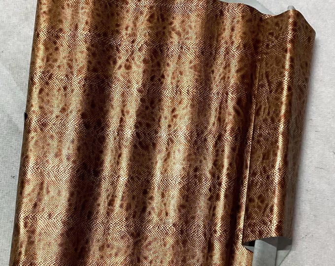 Copper Printed Leather Cowhide Remnant. Crafting Leather.  LAC45