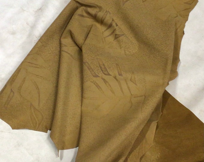 Distressed Camel Brown Printed Palm Leather Lambskins. OSM362