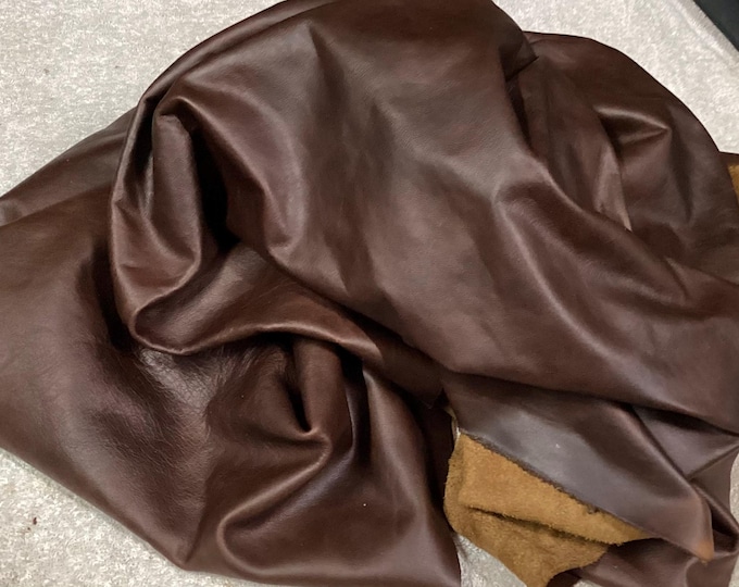 Brown Leather Cowhide Remnant.  Leather Hides.  Leather Pieces. Crafting Leather, OSM1176