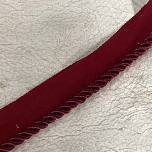 3/16  Inch Burgundy Cord with Fabric Lip.  DW05