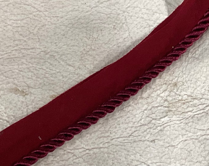 3/16  Inch Burgundy Cord with Fabric Lip.  DW05
